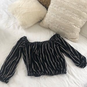 Brandy Melville Maura Striped Off Shoulder Top